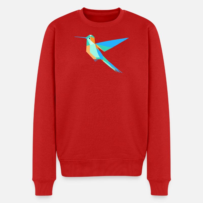 Geometrischer Kolibri Prisma-Stil - Männer Premium Bio Pullover - Rot