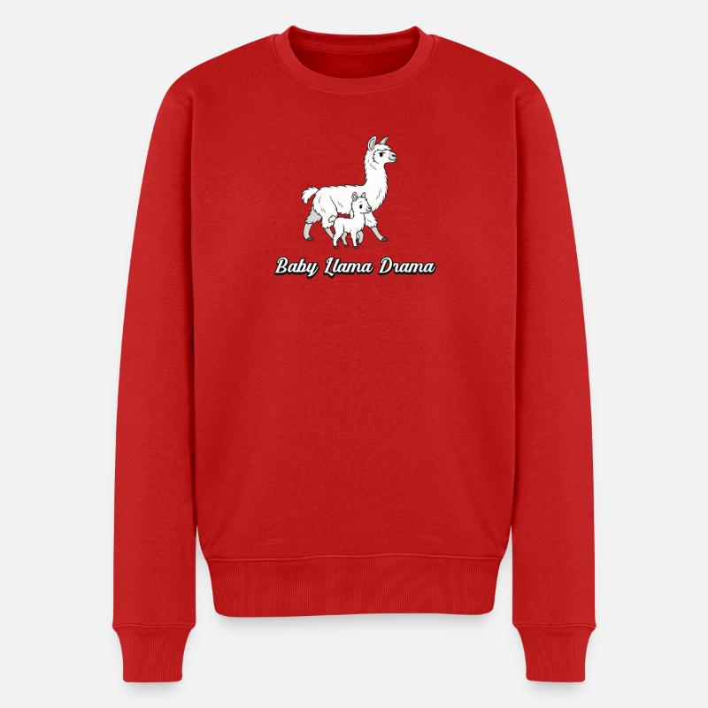 Drame du bébé lama – Lamas mignons - Pull Premium bio Homme - rouge