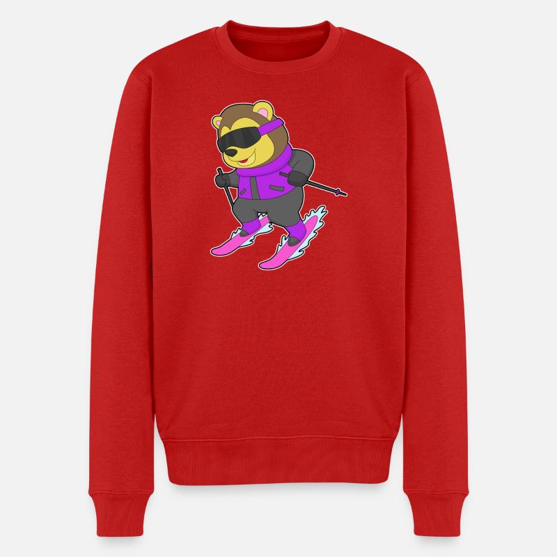 Löwe Skifahrer Ski Wintersport - Männer Premium Bio Pullover - Rot