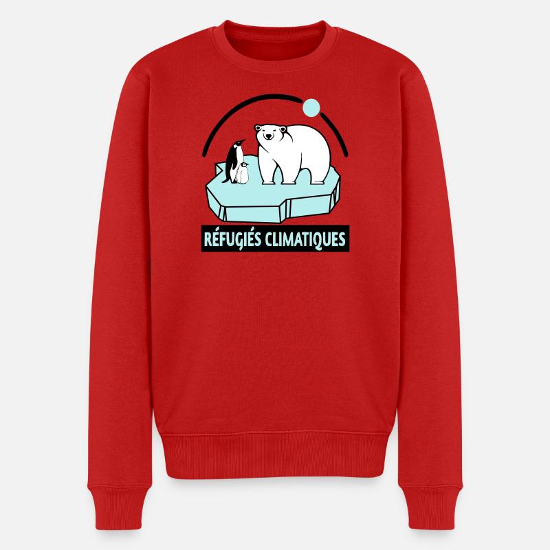 Réfugiés climatiques - Pull Premium bio Homme - rouge