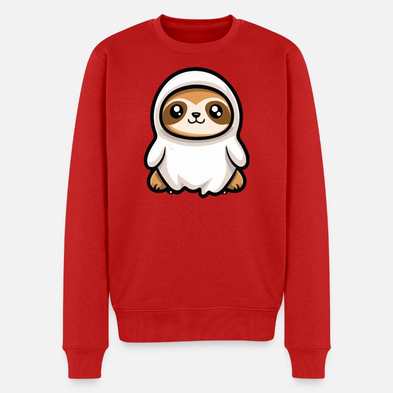 Faultier Halloween Geist - Männer Premium Bio Pullover - Rot