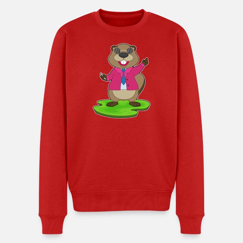 Biber Lehrer Kreide Schule - Männer Premium Bio Pullover - Rot
