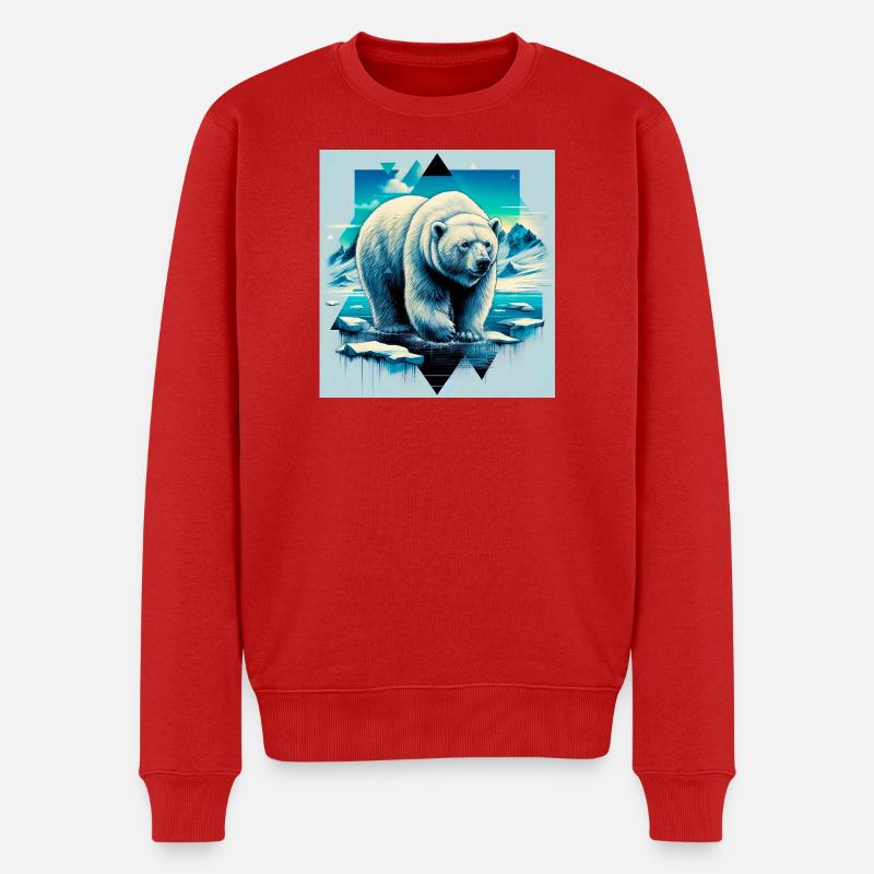 ours blanc - Pull Premium bio Homme - rouge