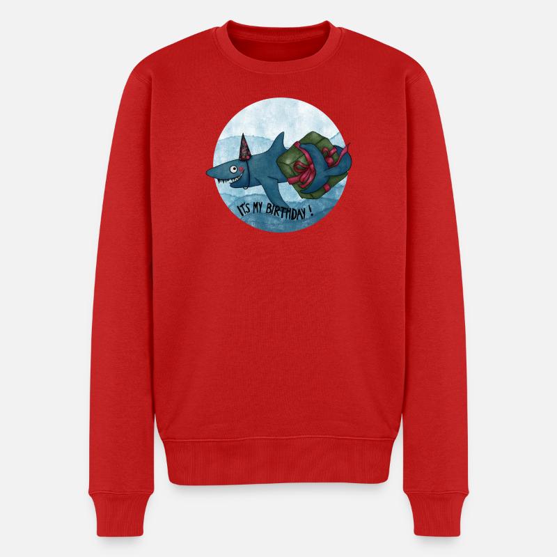 Requin d’anniversaire avec cadeau - Pull Premium bio Homme - rouge