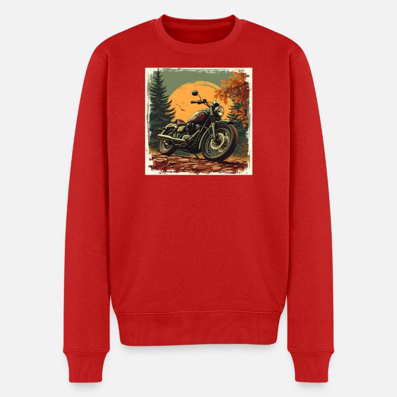 Motorcycle in Heritage Texture - Männer Premium Bio Pullover - Rot