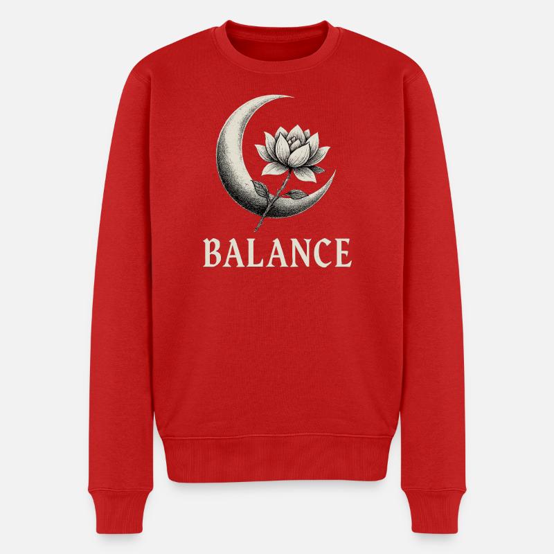 Balance Moon and Lotus Design - Männer Premium Bio Pullover - Rot