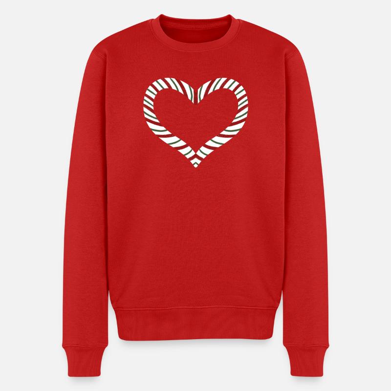 Candy Cane Rayé Coeur - Pull Premium bio Homme - rouge