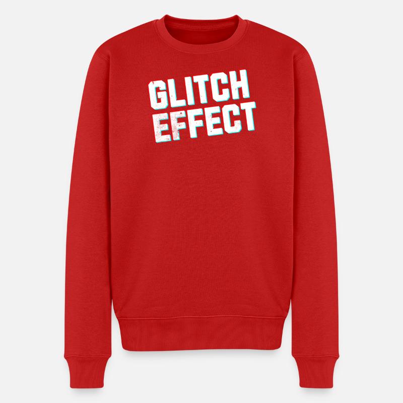 Gamer Glitch Effect Hoodie - Männer Premium Bio Pullover - Rot