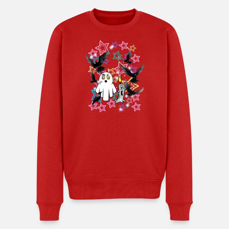 Kinder Retro Halloween Gespenst Geist - Männer Premium Bio Pullover - Rot