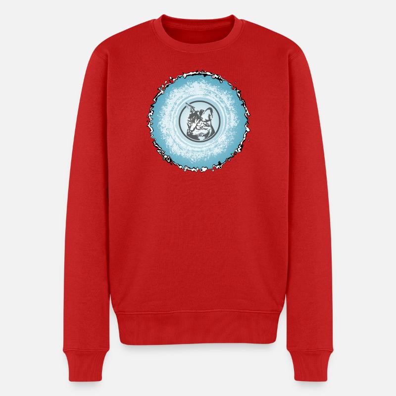 Cercle de chat Silhouette bleue - Pull Premium bio Homme - rouge