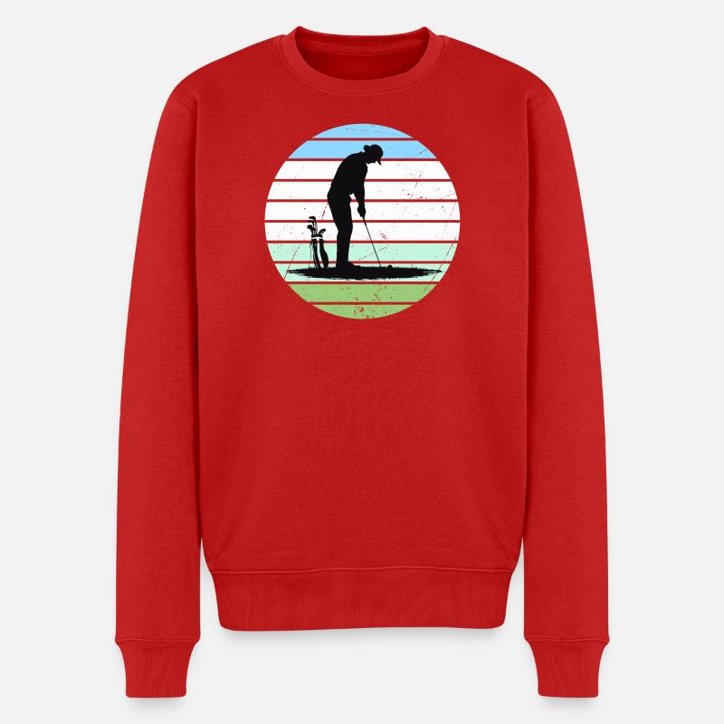 Golf Silhouette im Pastellkreis - Männer Premium Bio Pullover - Rot