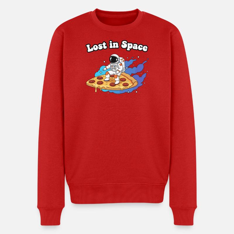 Astronaute sur une pizza dans l’espace - Pull Premium bio Homme - rouge