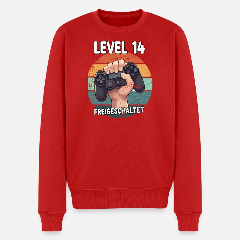 Level 14 Freigeschaltet Controller - Männer Premium Bio Pullover - Rot