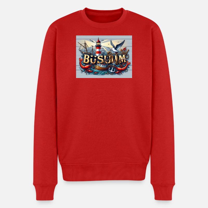 Buesum_Wandbild - Männer Premium Bio Pullover - Rot
