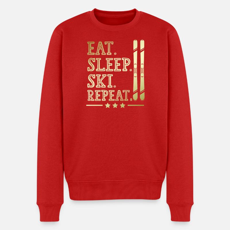 eat sleep skiing repeat - Männer Premium Bio Pullover - Rot