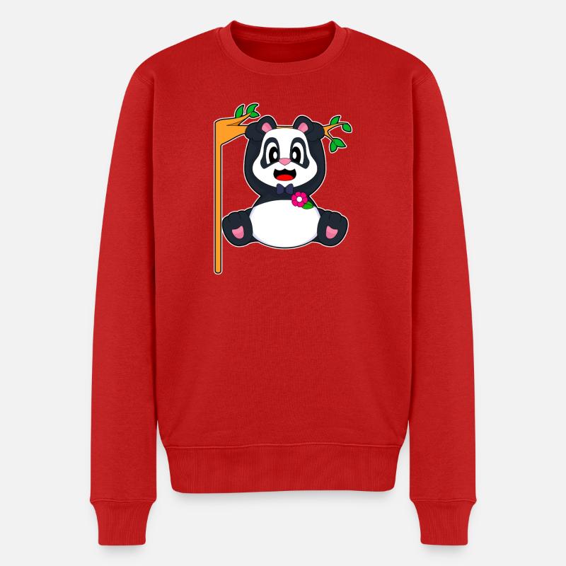 Panda Bräutigam Fliege Hochzeit - Männer Premium Bio Pullover - Rot