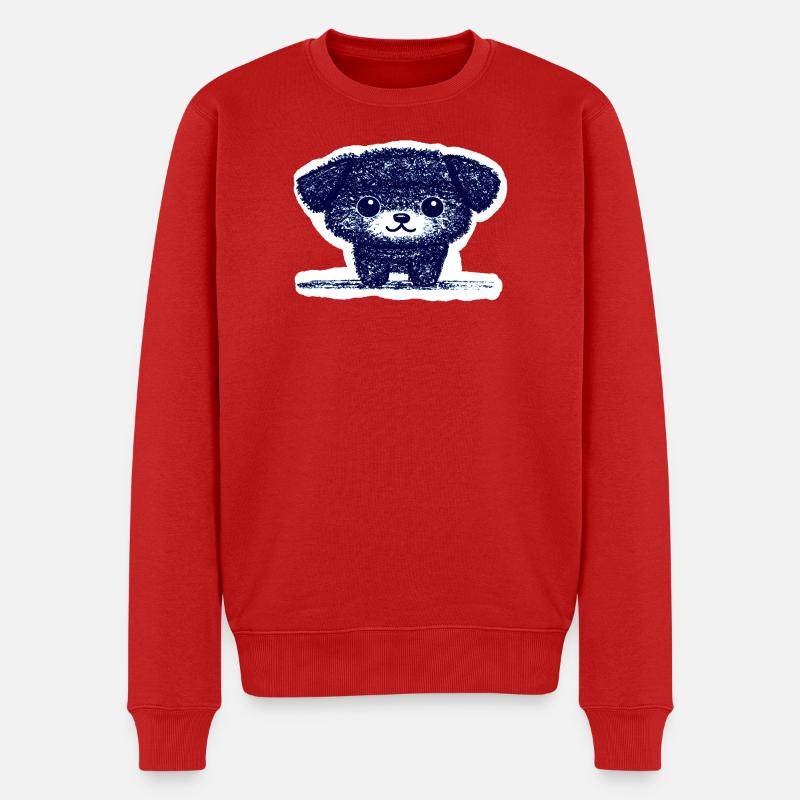 Winziges Hündchen (Blau) - Männer Premium Bio Pullover - Rot