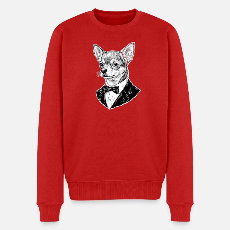 Chihuahua im Smoking - Männer Premium Bio Pullover - Rot
