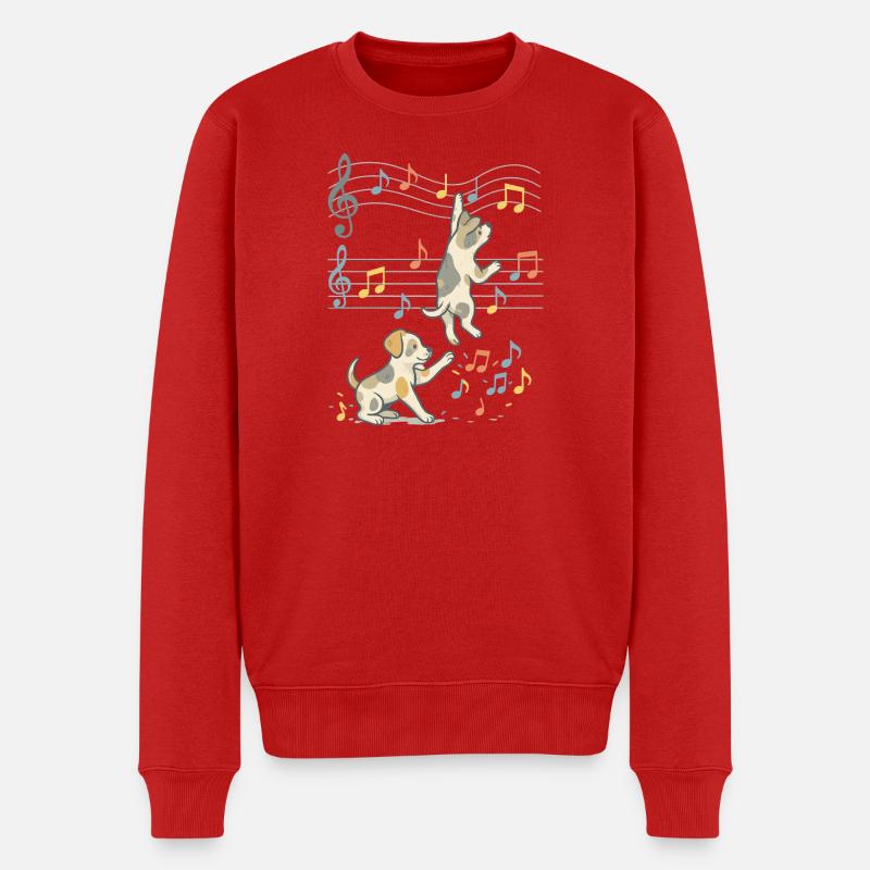 Musique jouant des chiens Illustration - Pull Premium bio Homme - rouge