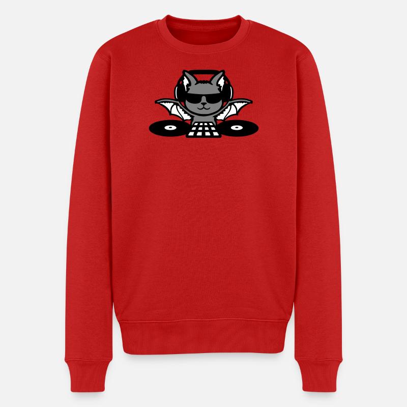 DJ Fledermaus Kopfhörer Mischpult Halloween Party - Männer Premium Bio Pullover - Rot