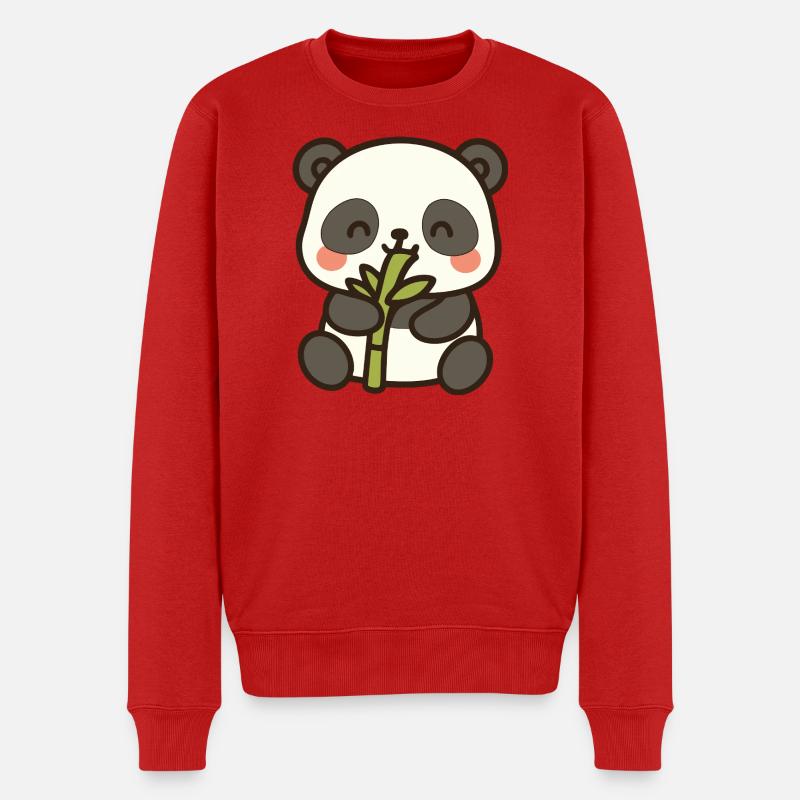 Panda-Snack-Zeit – Bamboo Bliss - Männer Premium Bio Pullover - Rot
