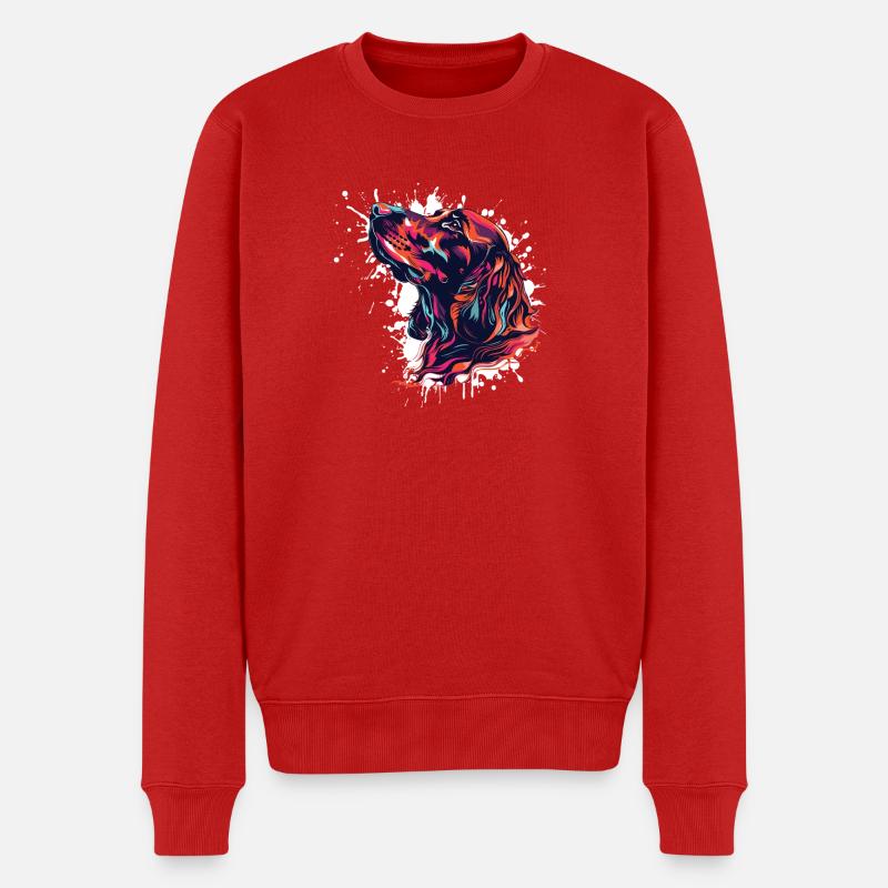 Bunter Hund Kopf Splatterkunst - Männer Premium Bio Pullover - Rot