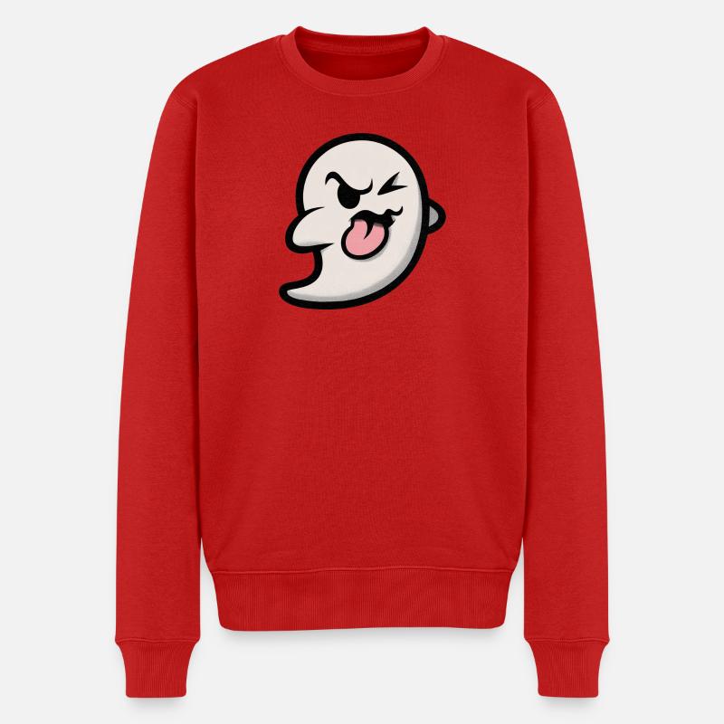 Geister-Grimasse - Männer Premium Bio Pullover - Rot