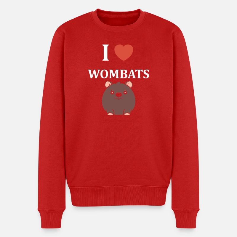 Ich liebe Wombats - Männer Premium Bio Pullover - Rot