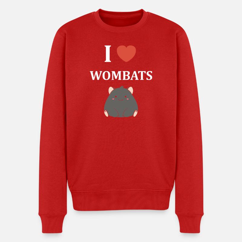 Ich liebe Wombats - Männer Premium Bio Pullover - Rot