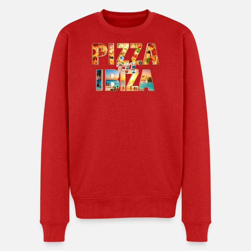 Pizza in Ibiza - Männer Premium Bio Pullover - Rot