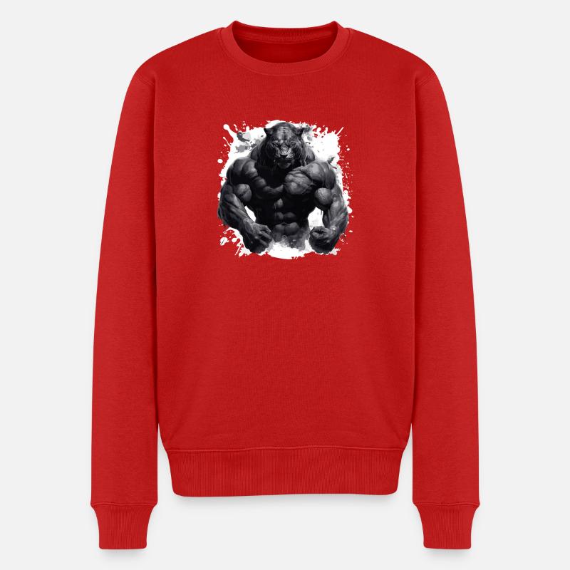 Leopard Muskeln Bodybuilding Beast - Männer Premium Bio Pullover - Rot