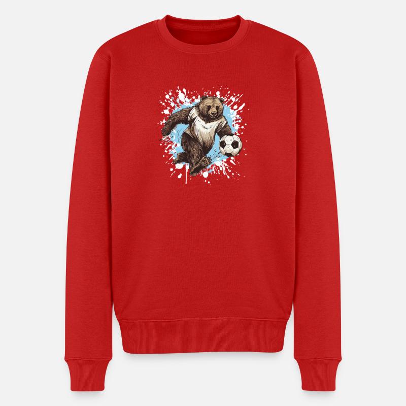 Bär Fussball Team - Männer Premium Bio Pullover - Rot