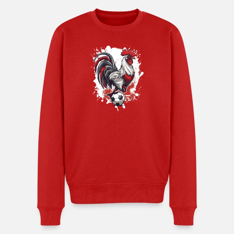 Hahn Fussball Team - Männer Premium Bio Pullover - Rot