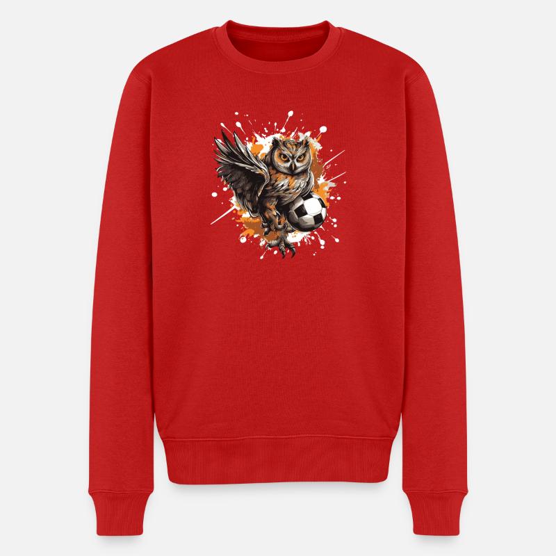 Eule Fussball Team - Männer Premium Bio Pullover - Rot