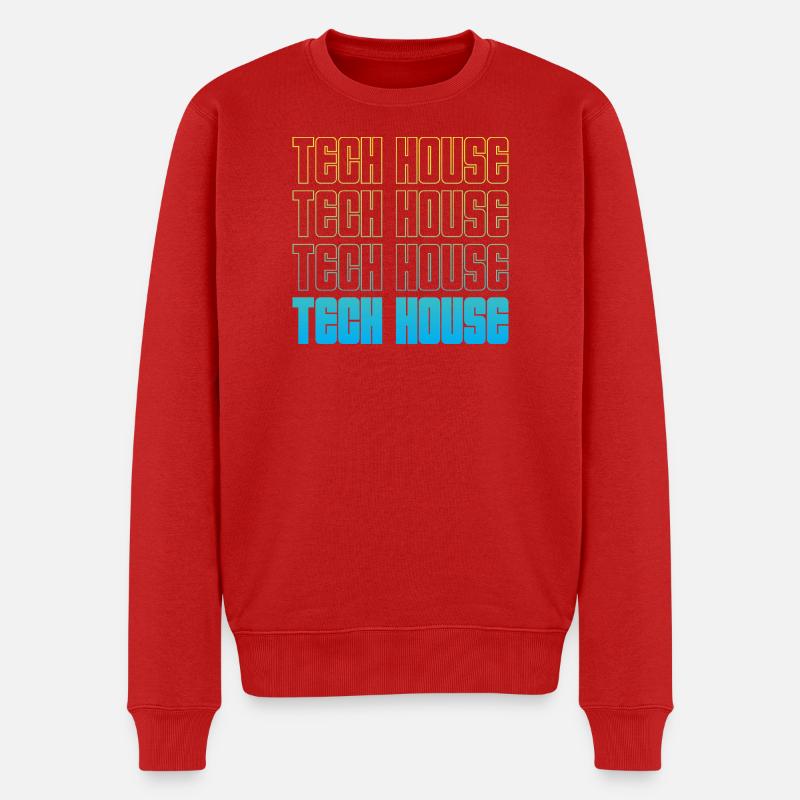 Tech House Neon Wiederholung - Männer Premium Bio Pullover - Rot