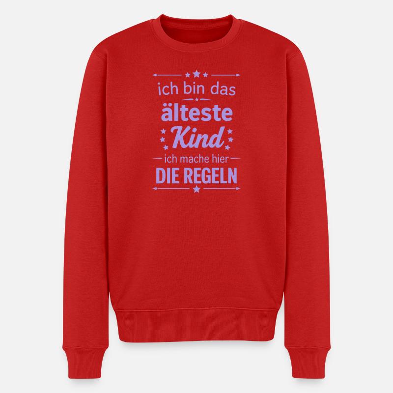 Lustiger Spruch mittleres Kind Familie - Männer Premium Bio Pullover - Rot