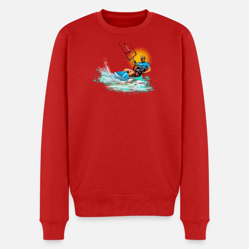 Kitesurfen Neon Splash - Männer Premium Bio Pullover - Rot