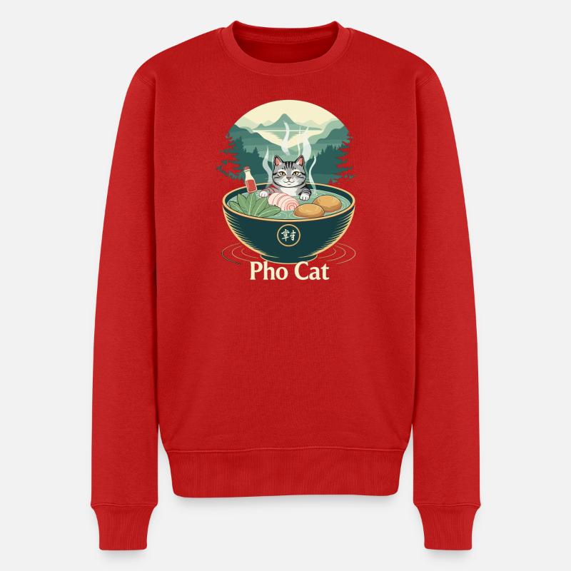 Pho Cat im Ramenbecher - Männer Premium Bio Pullover - Rot