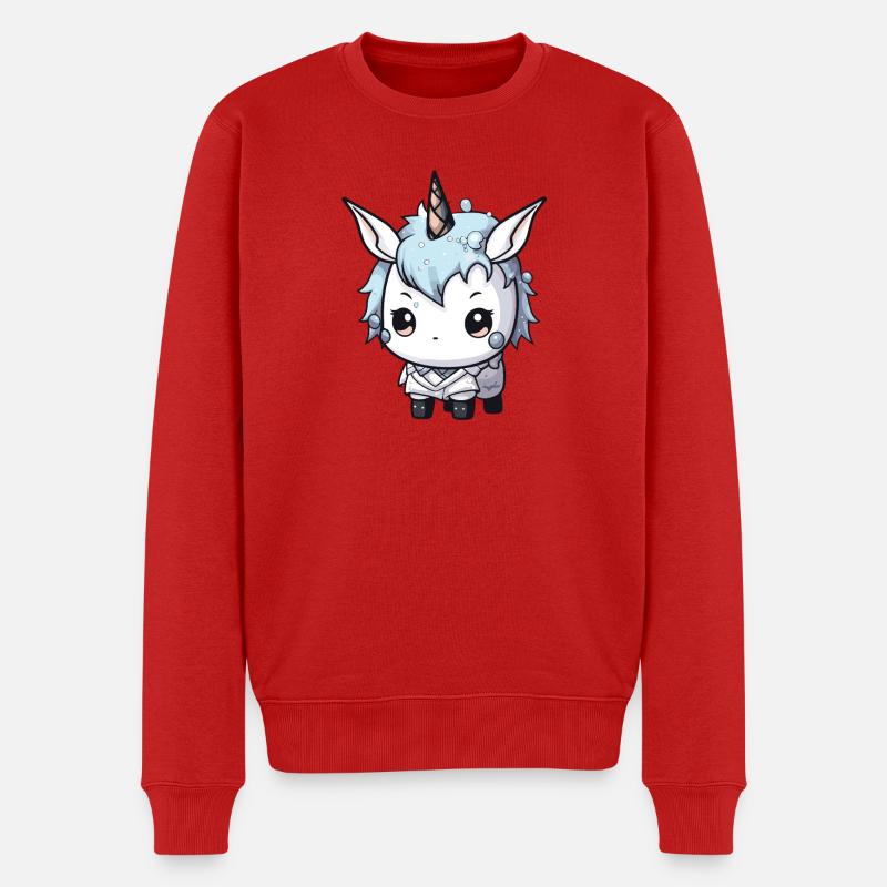 Einhorn Winter Tier Baby Comic - Männer Premium Bio Pullover - Rot