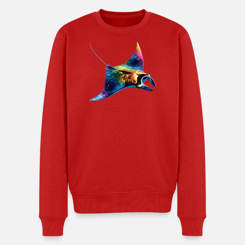 Manta Rochen Teufelsrochen Stachelrochen Taucher - Männer Premium Bio Pullover - Rot