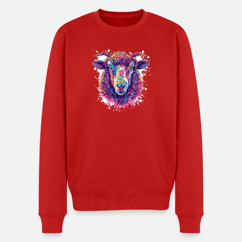 Buntes Schäferkopf Pop Art - Männer Premium Bio Pullover - Rot