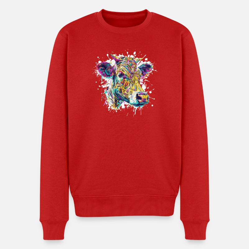 Kuh Farbklecks - Männer Premium Bio Pullover - Rot