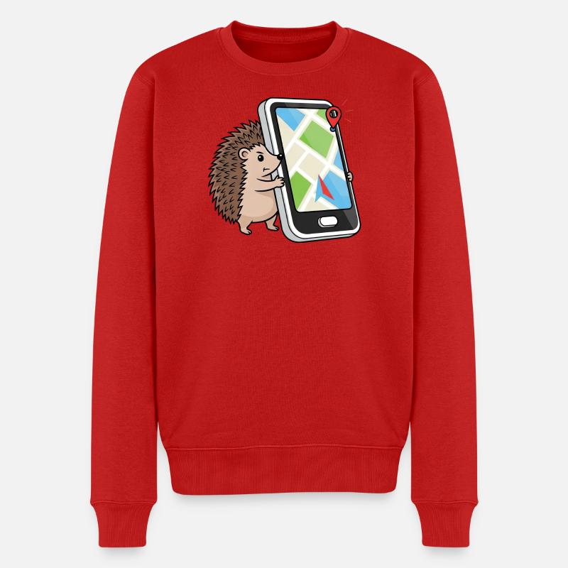 Lustig Igel Smartphone GPS Stadtplaner Geocaching - Männer Premium Bio Pullover - Rot