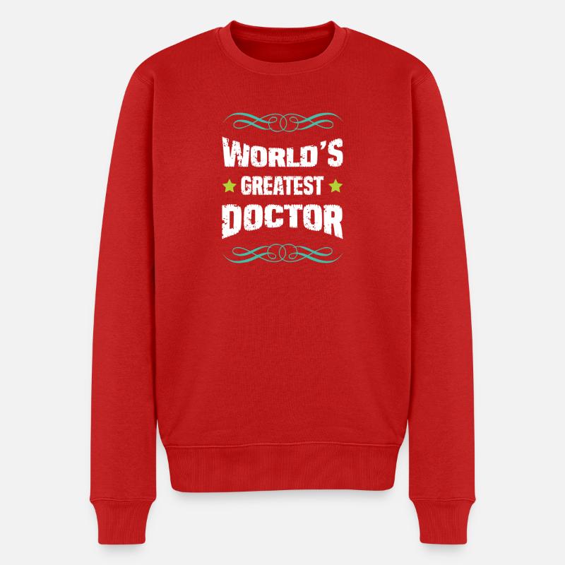 Weltbester Doktor TShirt Design - Männer Premium Bio Pullover - Rot
