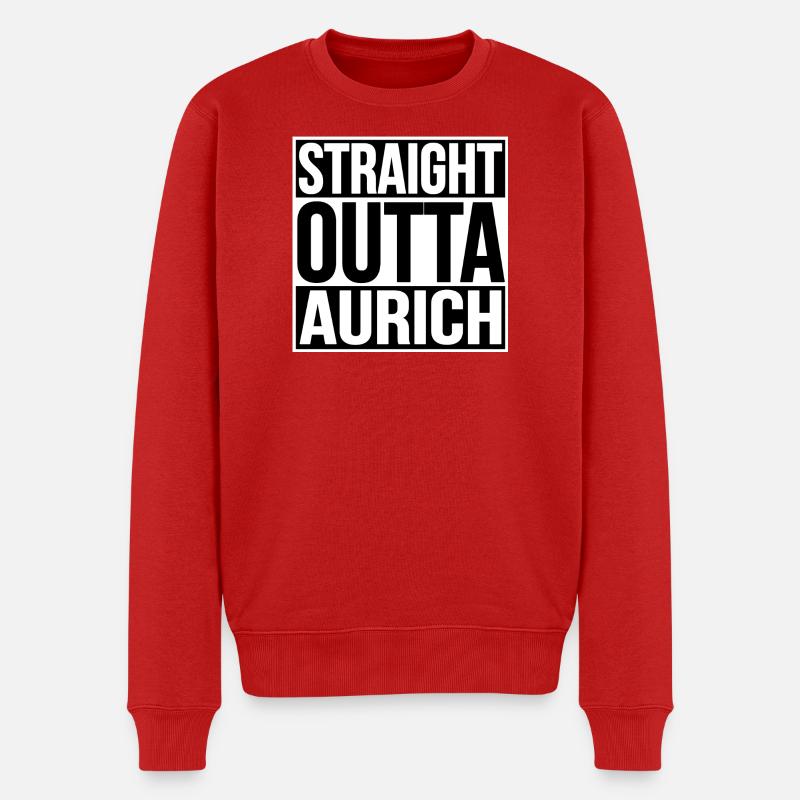 Straight Outta Aurich - Männer Premium Bio Pullover - Rot
