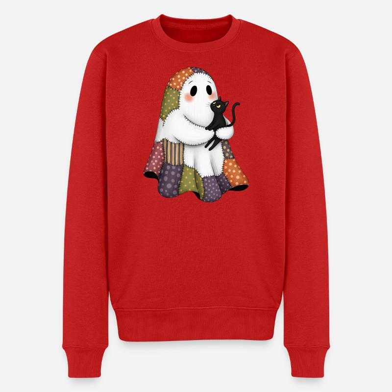 Patchwork fantôme avec chat noir - Pull Premium bio Homme - rouge