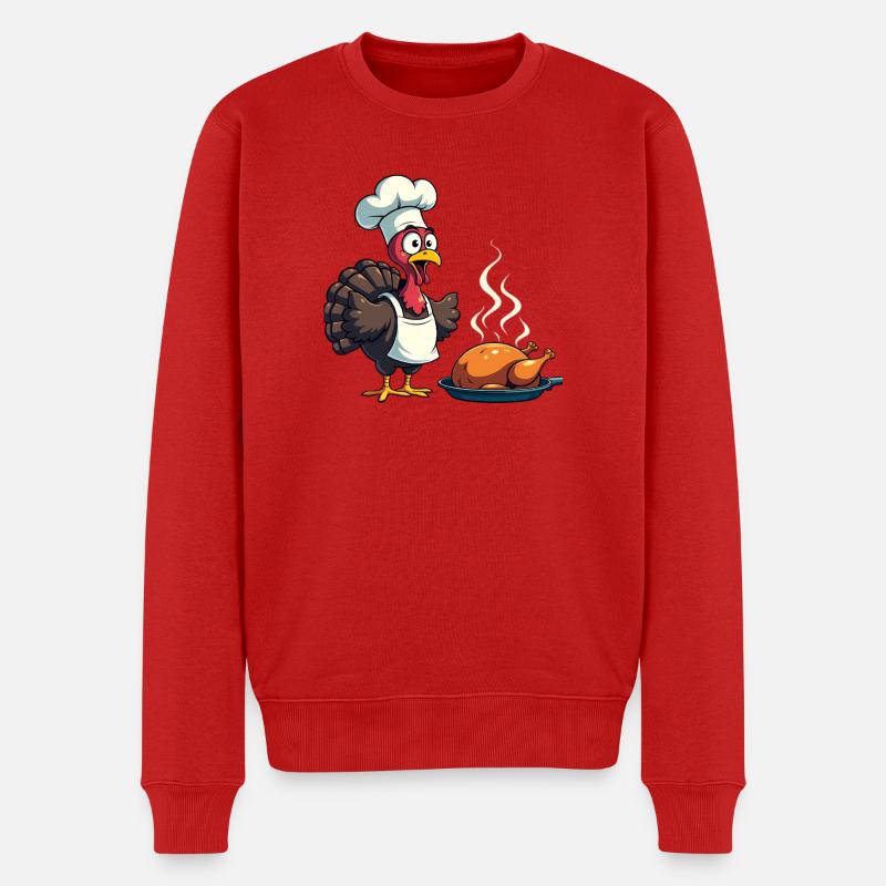 Thanksgiving Truthahn Koch - Männer Premium Bio Pullover - Rot