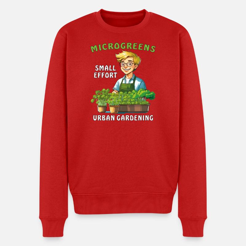 MICROGREENS SMALL EFFORT URBAN GARDENING - Männer Premium Bio Pullover - Rot