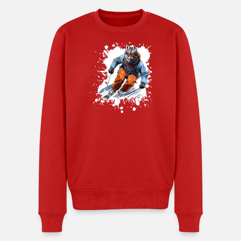 Wolf Ski Skiing - Pull Premium bio Homme - rouge