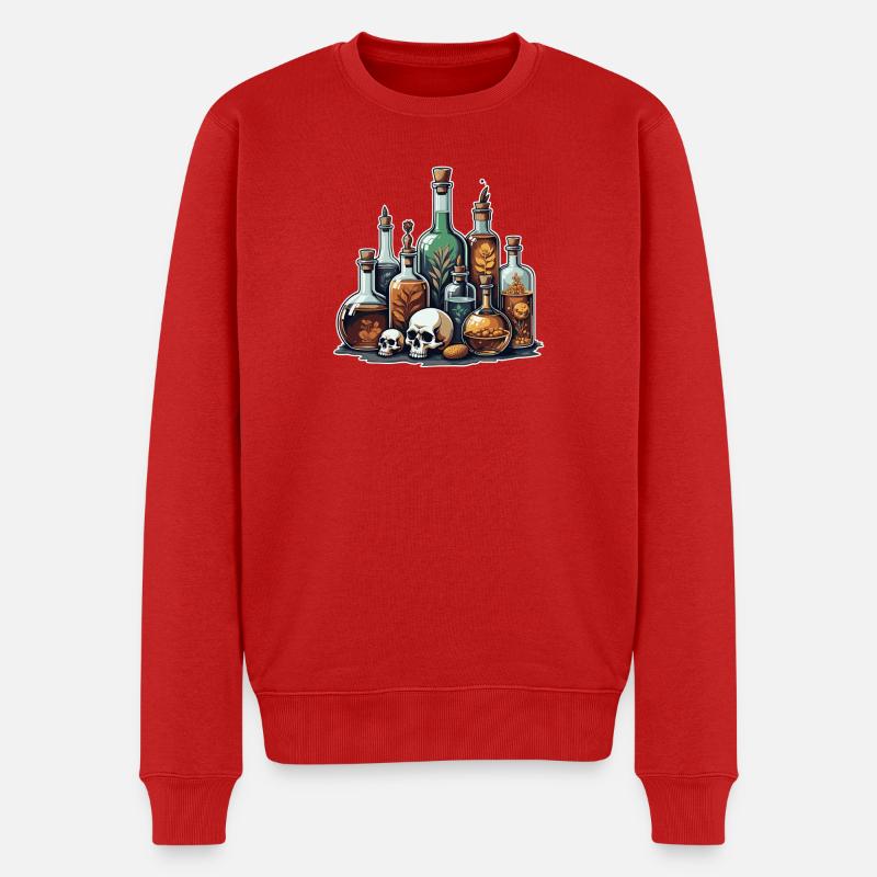 Alchemie Fläschchen Schädel Design - Männer Premium Bio Pullover - Rot